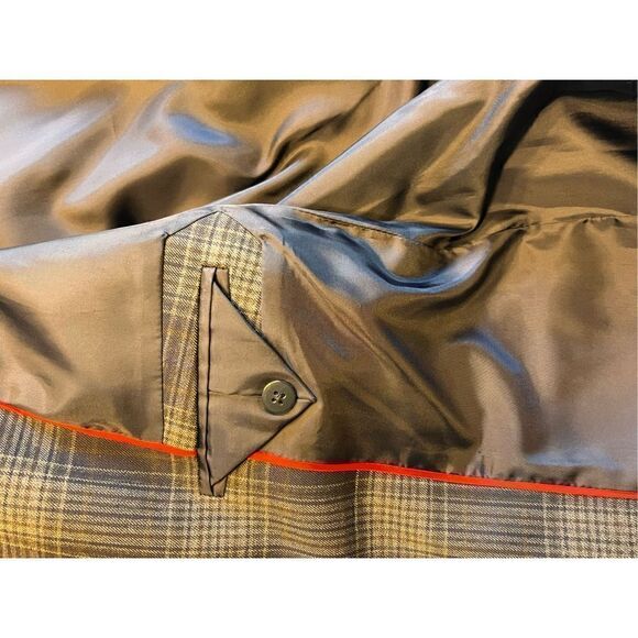 Tommy Hilfiger plaid blue gray patch sleeve tartan 2 button blazer fitted 8 - Picture 4 of 6